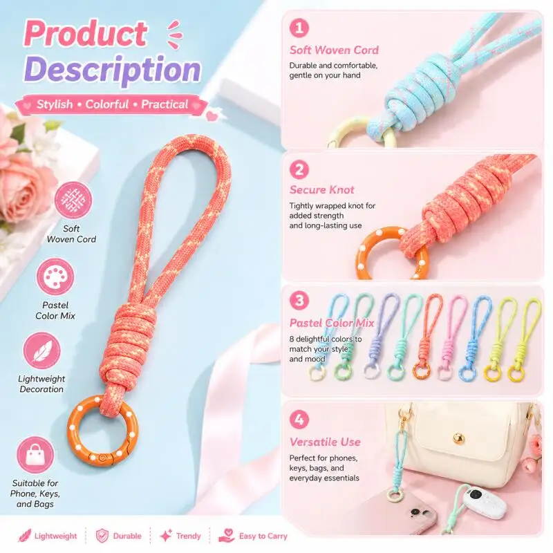 손으로 짠 휴대폰 줄, 분실 방지 매듭 로프 스트랩,  - Phone Accessories Jewelry 리뷰 및 가격
