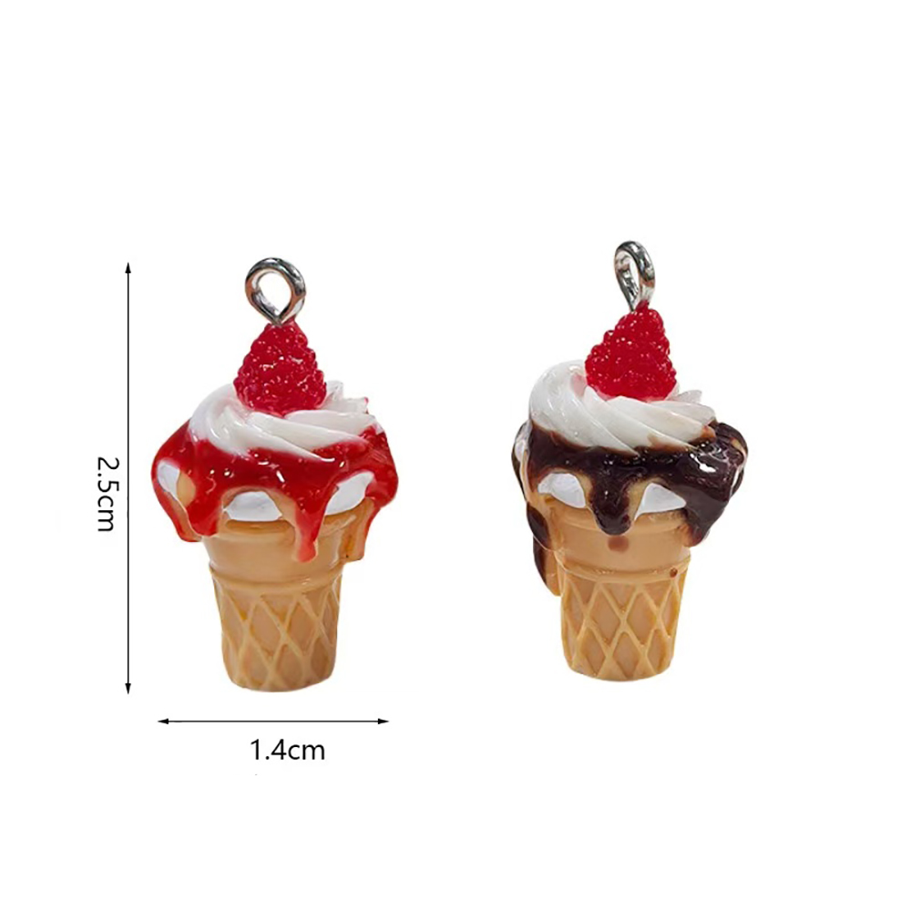 10pcs 딸기 잼 아이스크림 수지 참 미니어처 음식  - Phone Accessories Jewelry 리뷰 및 가격